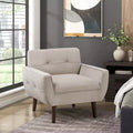 Okak Modern Accent Chair 1pc Living Room Chair with Velvet Upholstered Back Tufted Armchair Reading Leisure Chair with Padded Seat and Back