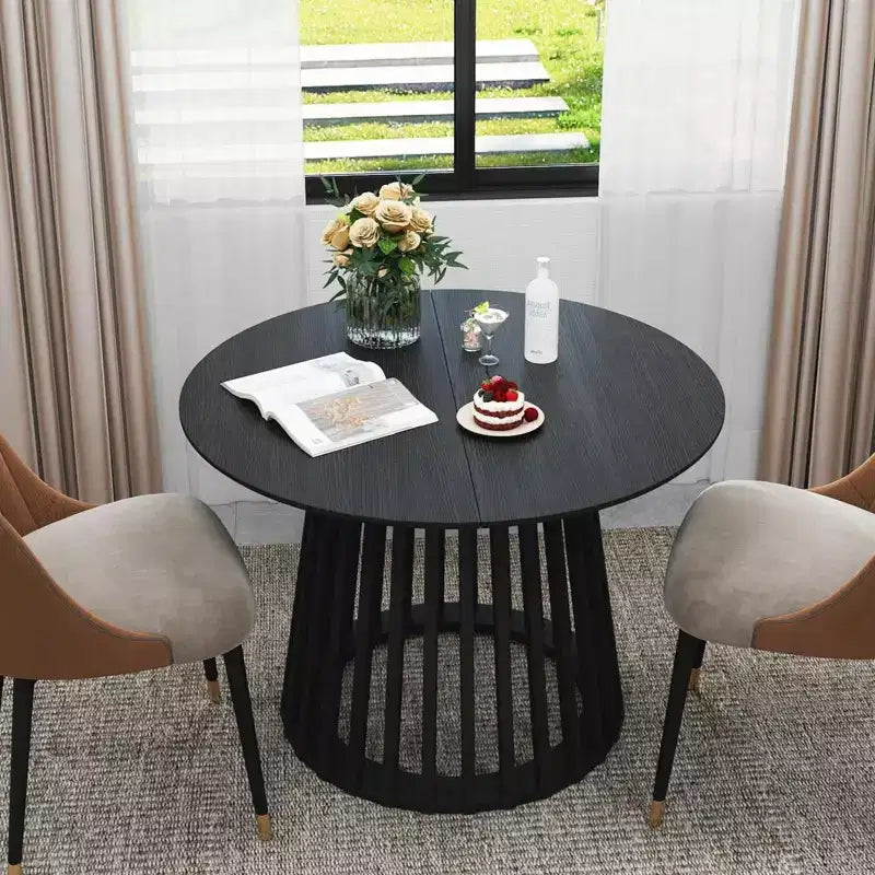 Vatros Round Dining Table Grille Molding Wooden Dining Room Table