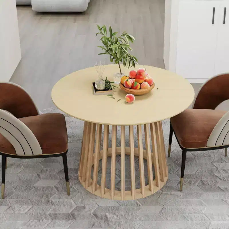 Table à Manger Ronde Grille Moulure Table de Salle à Manger en Bois