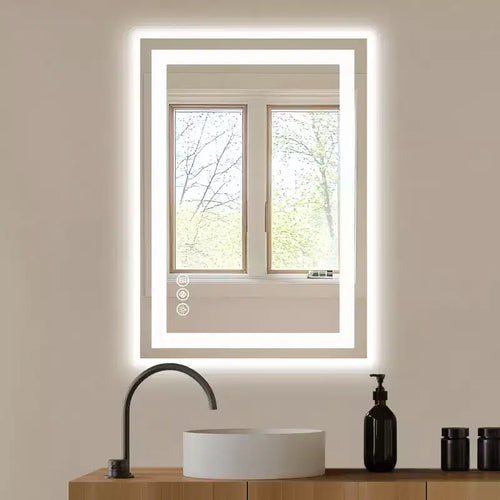 20x28 Inch LED Bathroom Mirror, Anti-Fog Vanity Mirror with Dual Light Modes, White