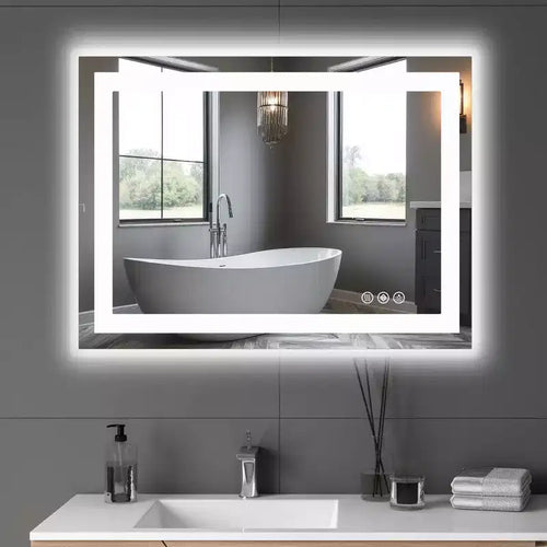 Miroir de salle de bain LED 20x28 pouces, miroir de courtoisie anti-buée avec deux modes d'éclairage, blanc