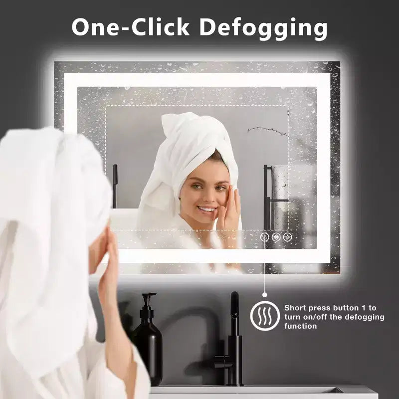 Miroir de salle de bain LED 20x28 pouces, miroir de courtoisie anti-buée avec deux modes d'éclairage, blanc