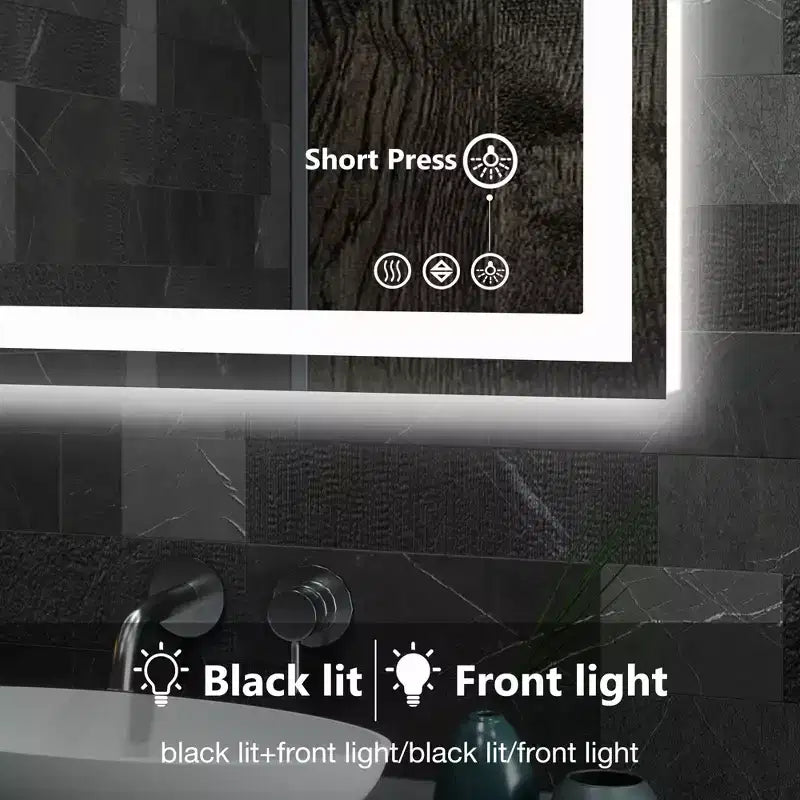 Miroir de salle de bain LED 20x28 pouces, miroir de courtoisie anti-buée avec deux modes d'éclairage, blanc