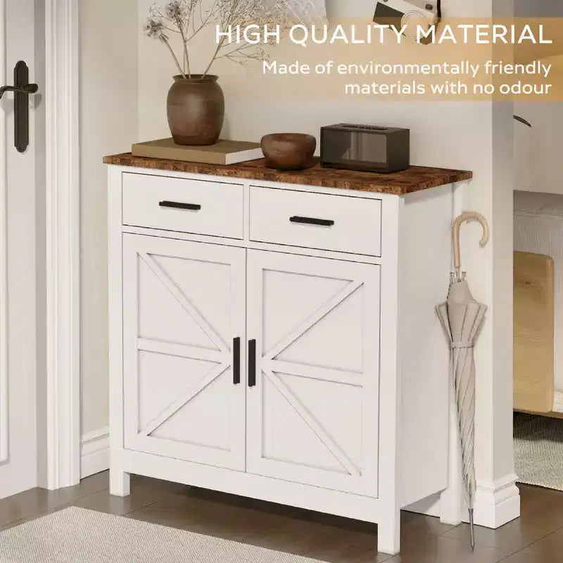 Meuble de rangement de cuisine blanc, buffet de ferme moderne avec rangement