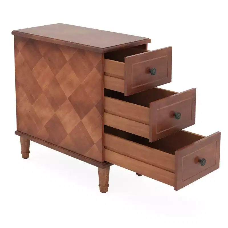Table d'appoint étroite à 3 tiroirs en bois massif