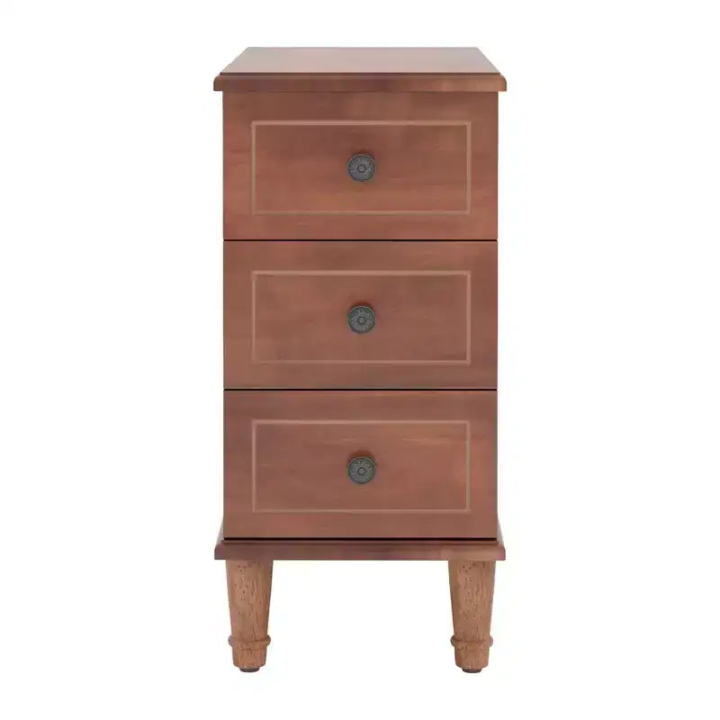 Table d'appoint étroite à 3 tiroirs en bois massif