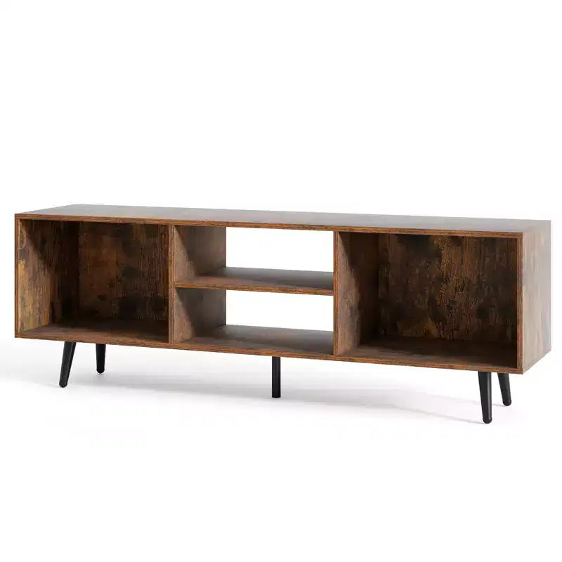 Meuble TV console pour téléviseurs de 55 pouces avec étagères de rangement Pieds en métal robustes Blanc/Marron