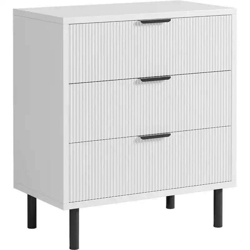 Commode moderne avec pieds en métal, commode à 3 tiroirs, table de chevet en bois