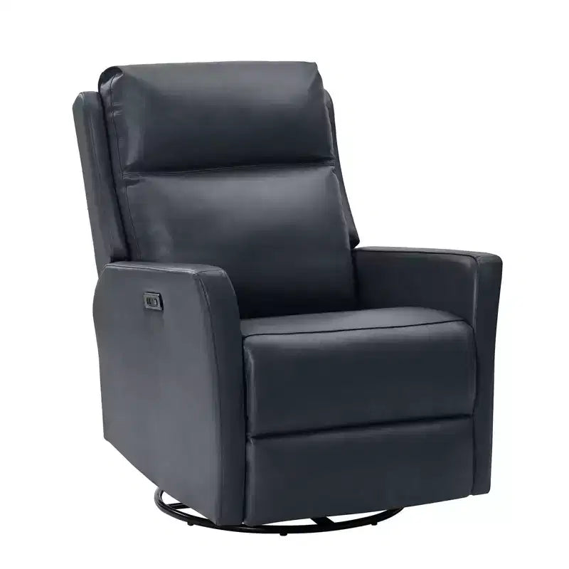 Mario Genuine Leather Transitional Power Recliner with USB Ports| ART OF LIVING DESIGNS-NAVY