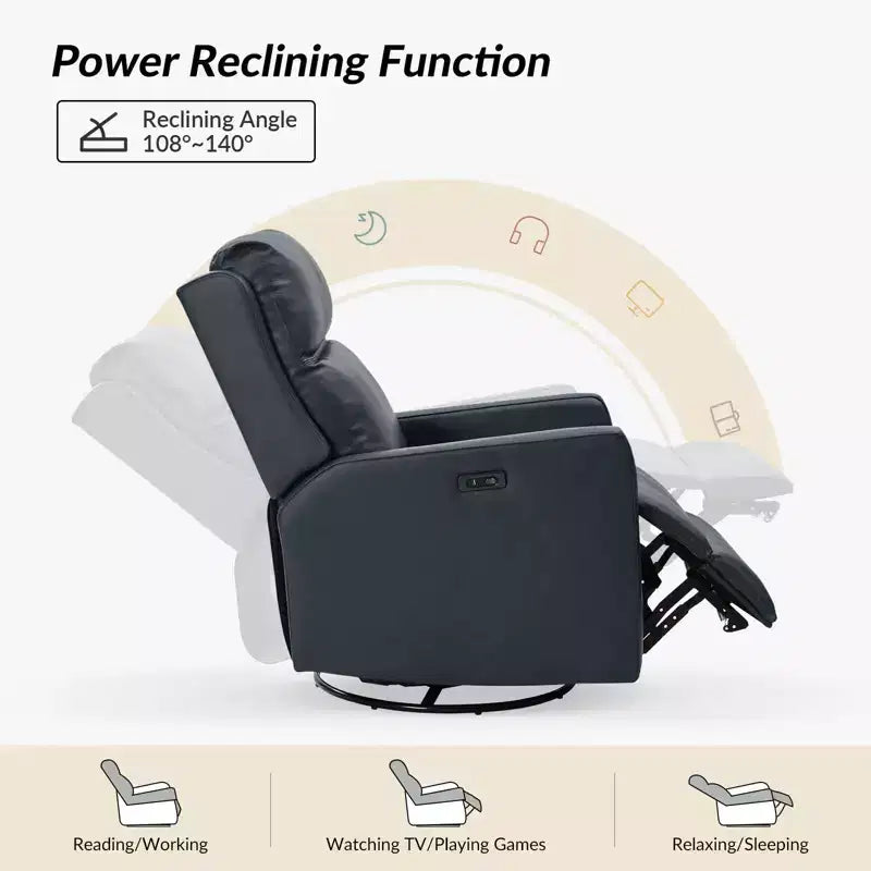 Fauteuil inclinable électrique de transition en cuir véritable avec ports USB