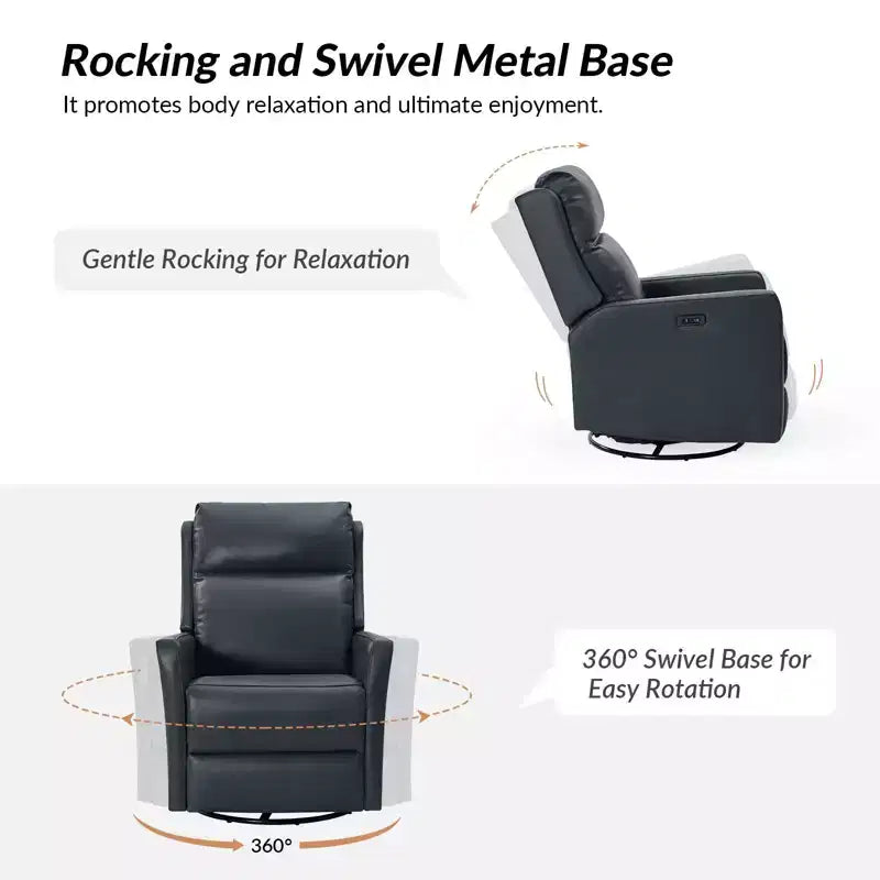 Fauteuil inclinable électrique de transition en cuir véritable avec ports USB