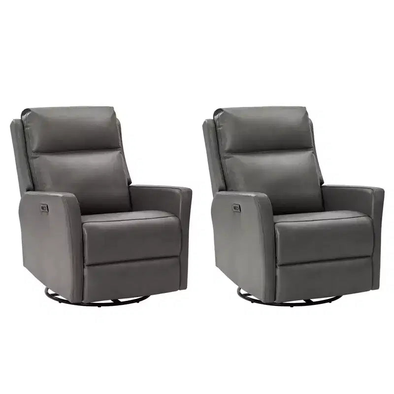 Mario Genuine Leather Transitional Power Recliner with USB Ports Set of 2| ART OF LIVING DESIGNS-GREY