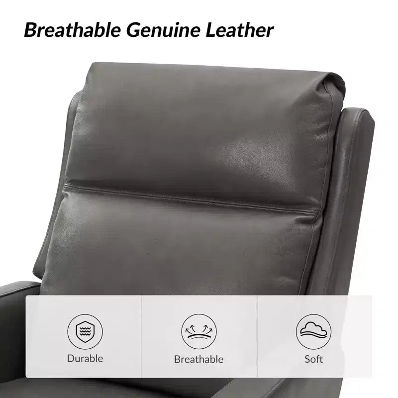Fauteuil inclinable électrique transitoire en cuir véritable avec ports USB GRIS