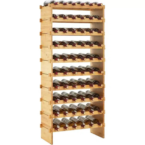 4 Tier Stackable Modular Wine Racks, 36 Bottles Wooden Wine Holder Display Shelves, Bamboo Wine Display Shelves, Wobble-Free Wine Holder