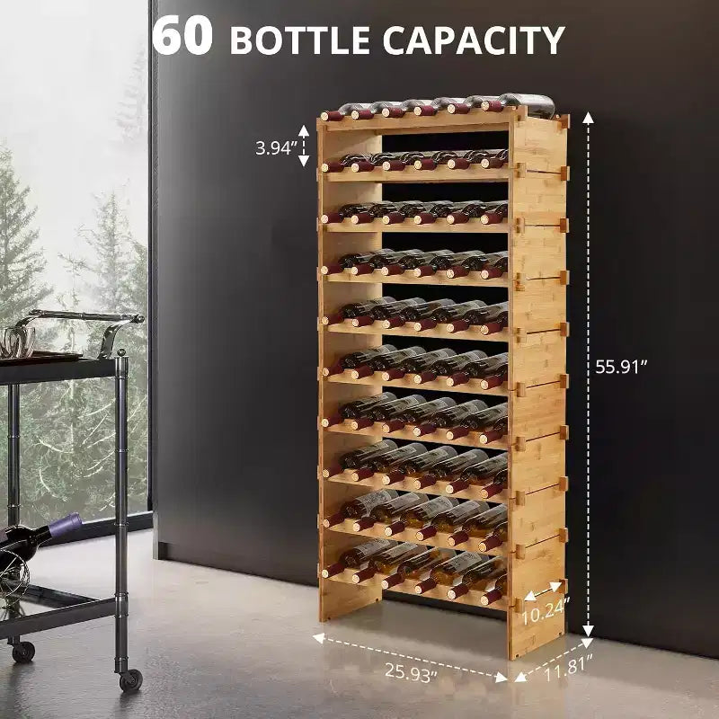 Casiers à vin modulaires empilables à 4 niveaux, étagères de présentation en bois pour 36 bouteilles