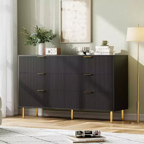 Commode de chambre à 6 tiroirs, Organiseur de rangement moderne en bois