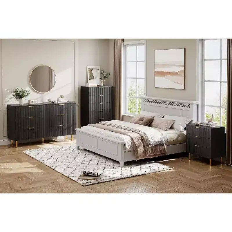 Commode de chambre à 6 tiroirs, Organiseur de rangement moderne en bois