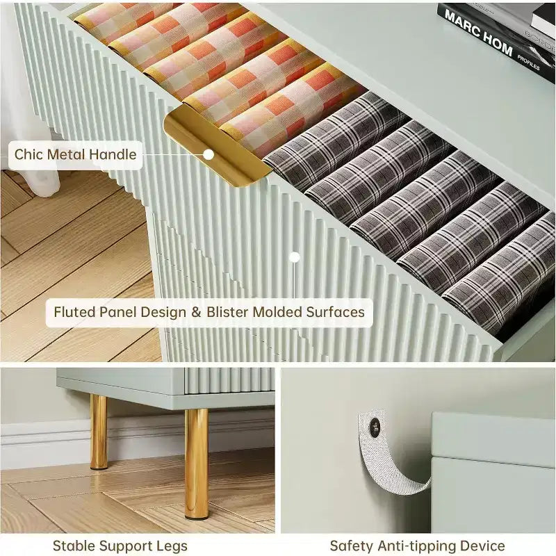 Commode de chambre à 6 tiroirs, Organiseur de rangement moderne en bois