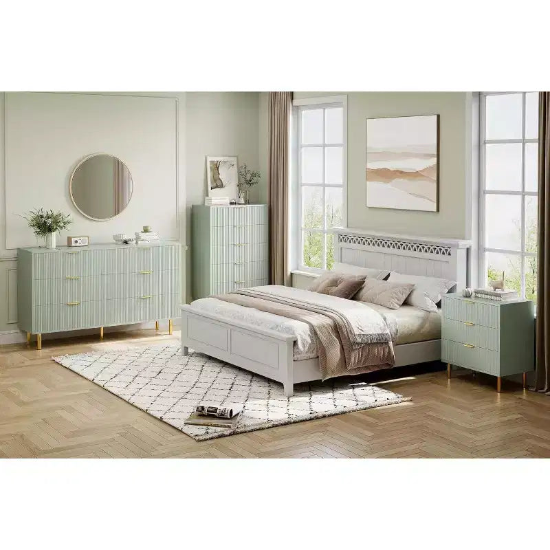 Commode de chambre à 6 tiroirs, Organiseur de rangement moderne en bois