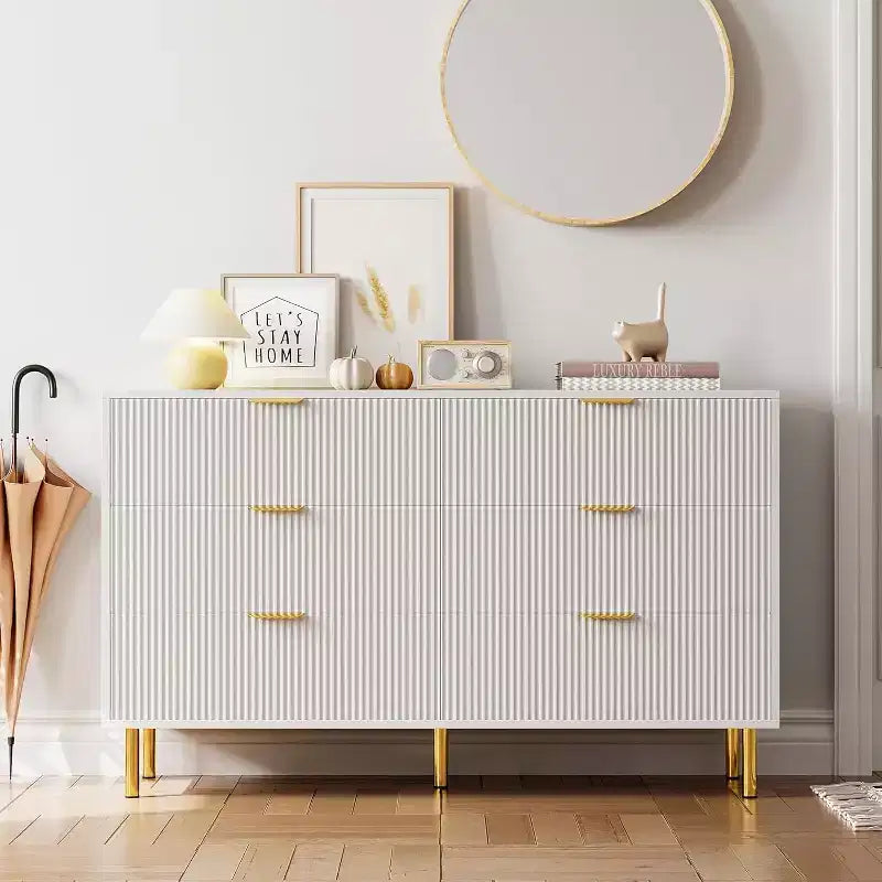 Commode de chambre à 6 tiroirs, Organiseur de rangement moderne en bois