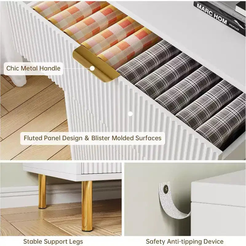 Commode de chambre à 6 tiroirs, Organiseur de rangement moderne en bois