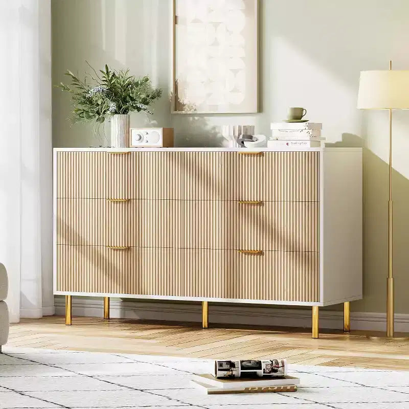 Commode de chambre à 6 tiroirs, Organiseur de rangement moderne en bois