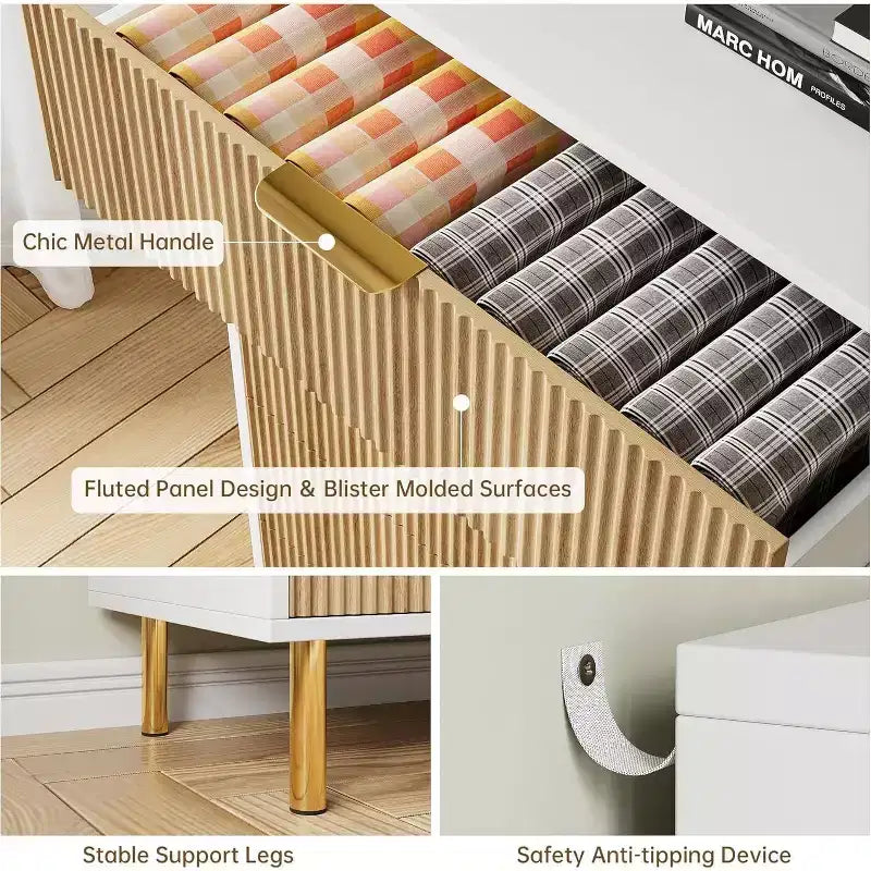 Commode de chambre à 6 tiroirs, Organiseur de rangement moderne en bois