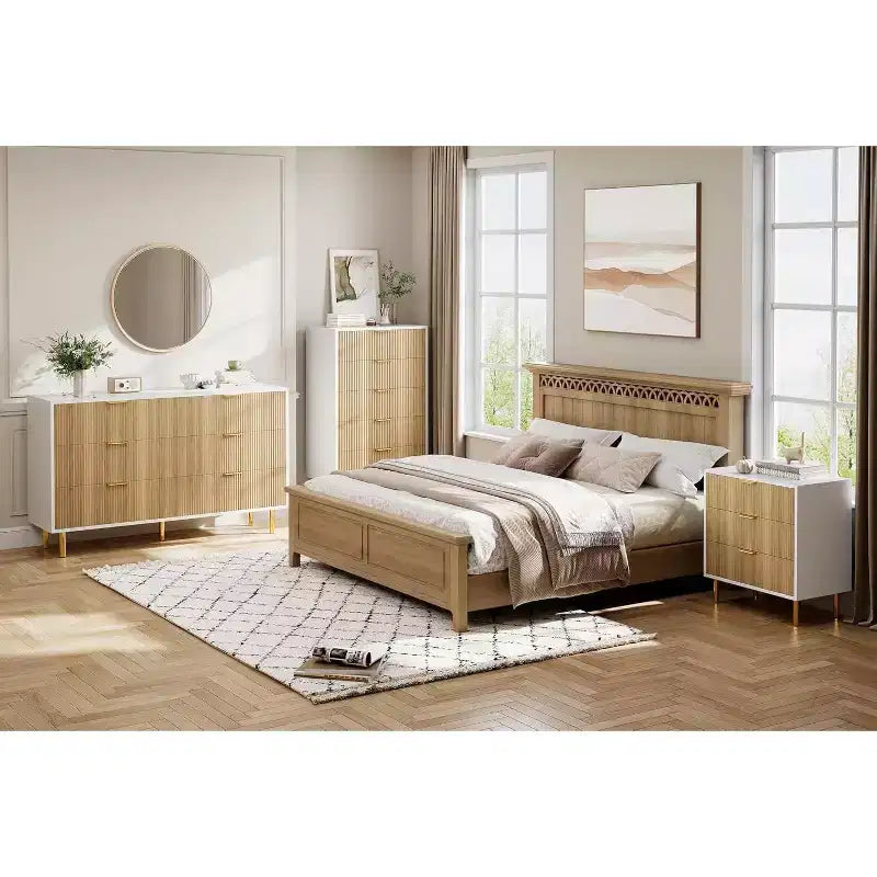 Commode de chambre à 6 tiroirs, Organiseur de rangement moderne en bois