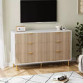 6 Drawer Dresser for Bedroom, Modern Wood Storage Dresser Organizer, with Gold Metal Handles &amp; Anti-Tipping Device, for Living Room