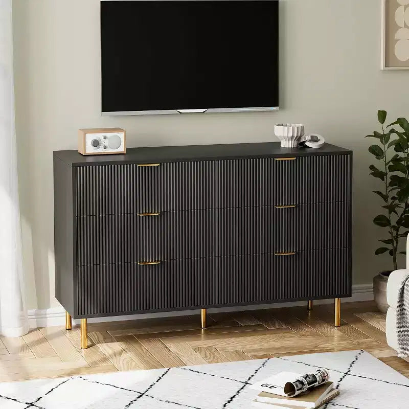 Commode de chambre à 6 tiroirs, Organiseur de rangement moderne en bois