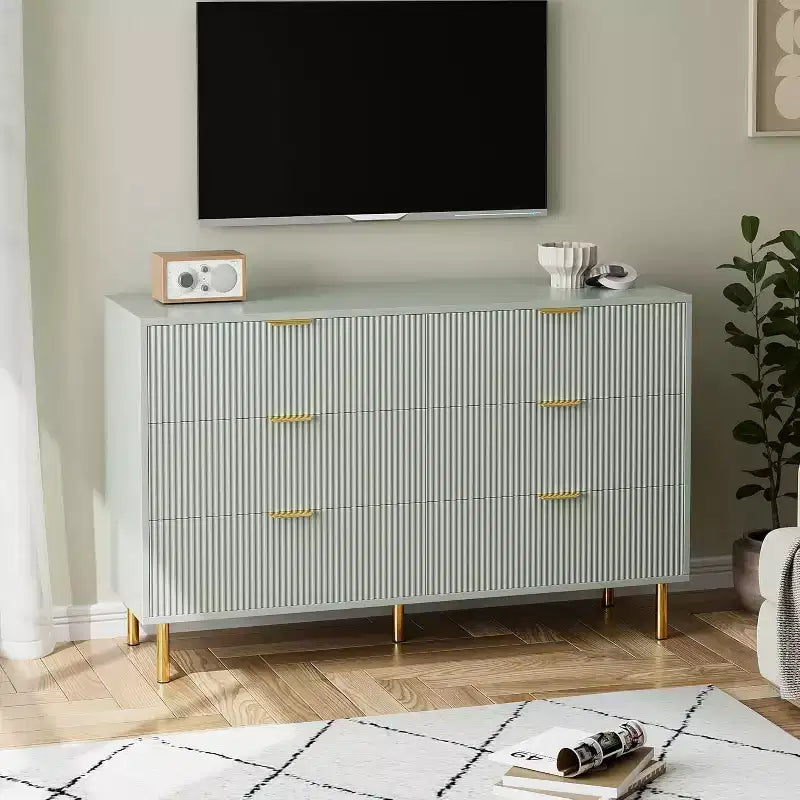 Commode de chambre à 6 tiroirs, Organiseur de rangement moderne en bois