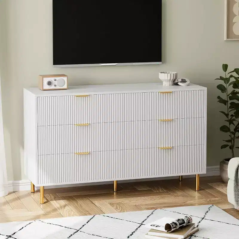 Commode de chambre à 6 tiroirs, Organiseur de rangement moderne en bois