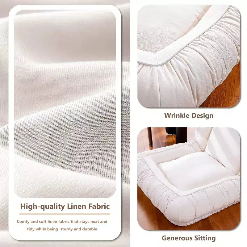 Fauteuil de sol réglable en lin, chaise de sol ergonomique pour la paresse