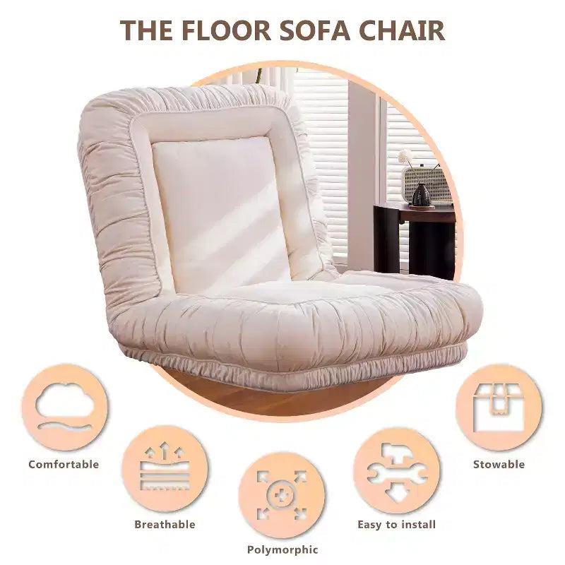 Fauteuil de sol réglable en lin, chaise de sol ergonomique pour la paresse