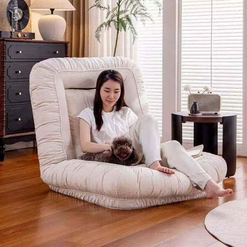 Fauteuil de sol réglable en lin, chaise de sol ergonomique pour la paresse
