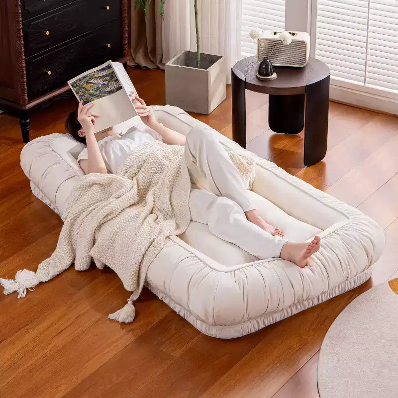 Fauteuil de sol réglable en lin, chaise de sol ergonomique pour la paresse