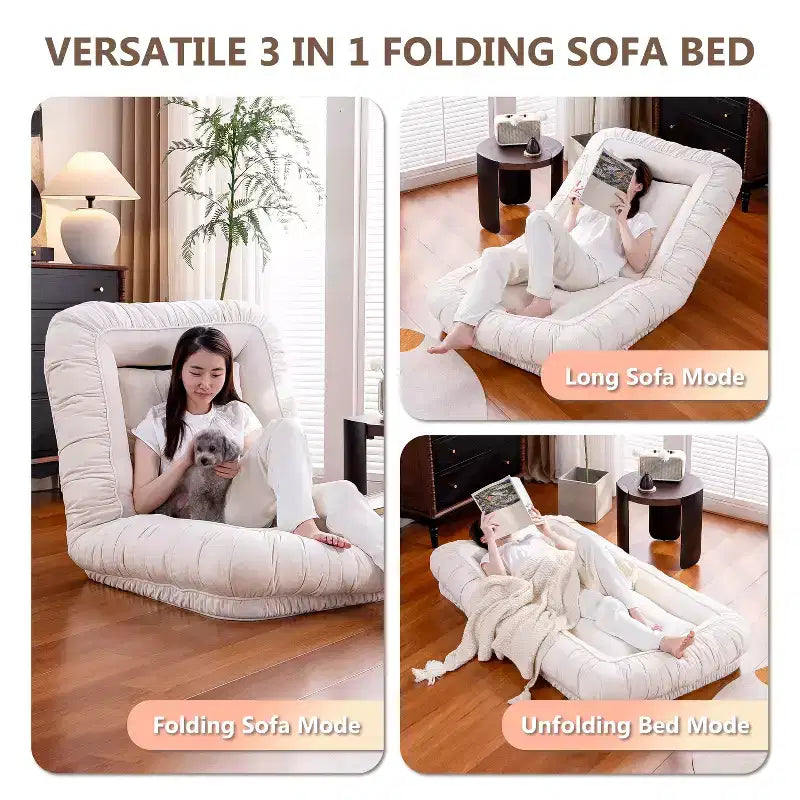 Fauteuil de sol réglable en lin, chaise de sol ergonomique pour la paresse