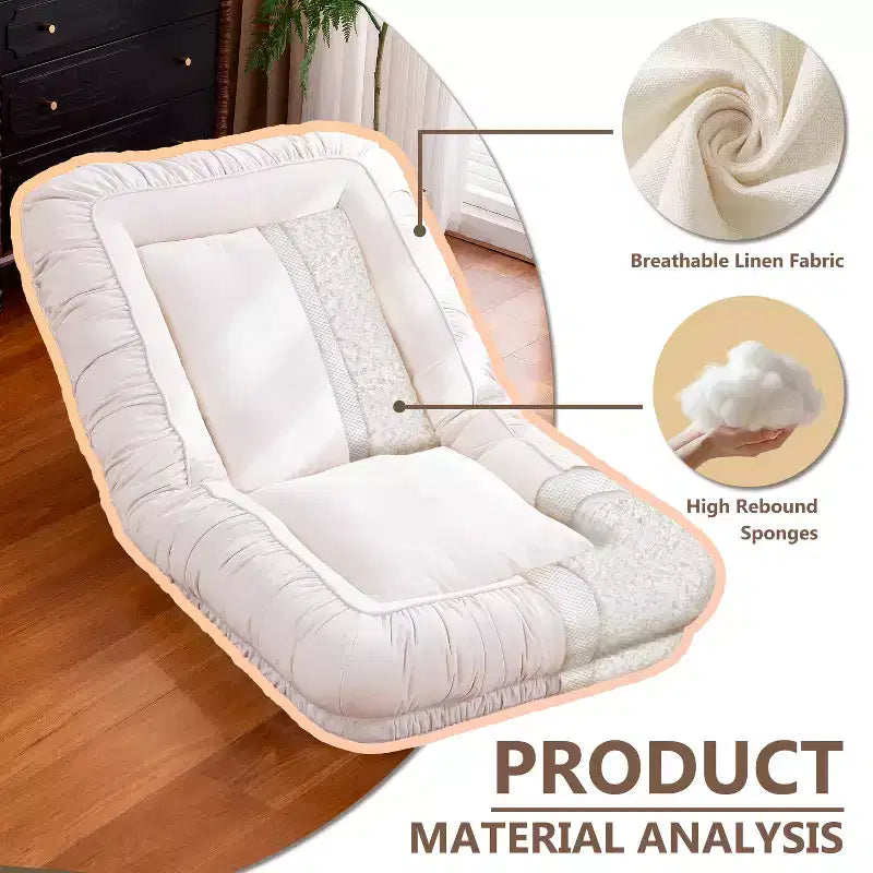 Fauteuil de sol réglable en lin, chaise de sol ergonomique pour la paresse