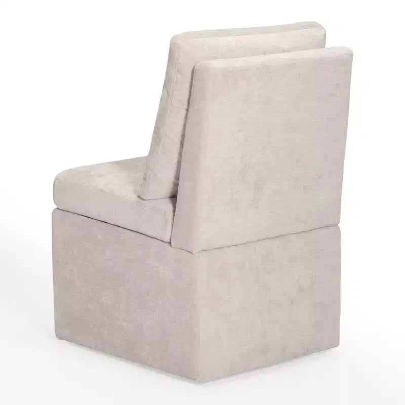 Chaises de salle à manger sans accoudoirs en chenille rembourrée moderne avec roulettes Taupe