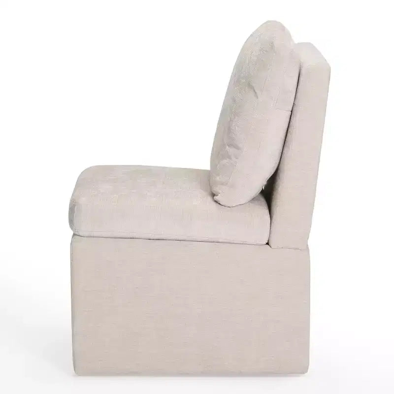 Chaises de salle à manger sans accoudoirs en chenille rembourrée moderne avec roulettes Taupe