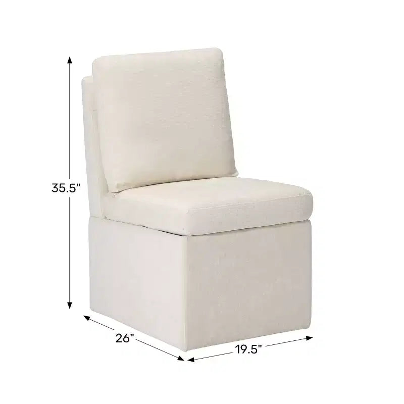 Chaises de salle à manger sans accoudoirs en chenille rembourrée moderne avec roulettes Taupe