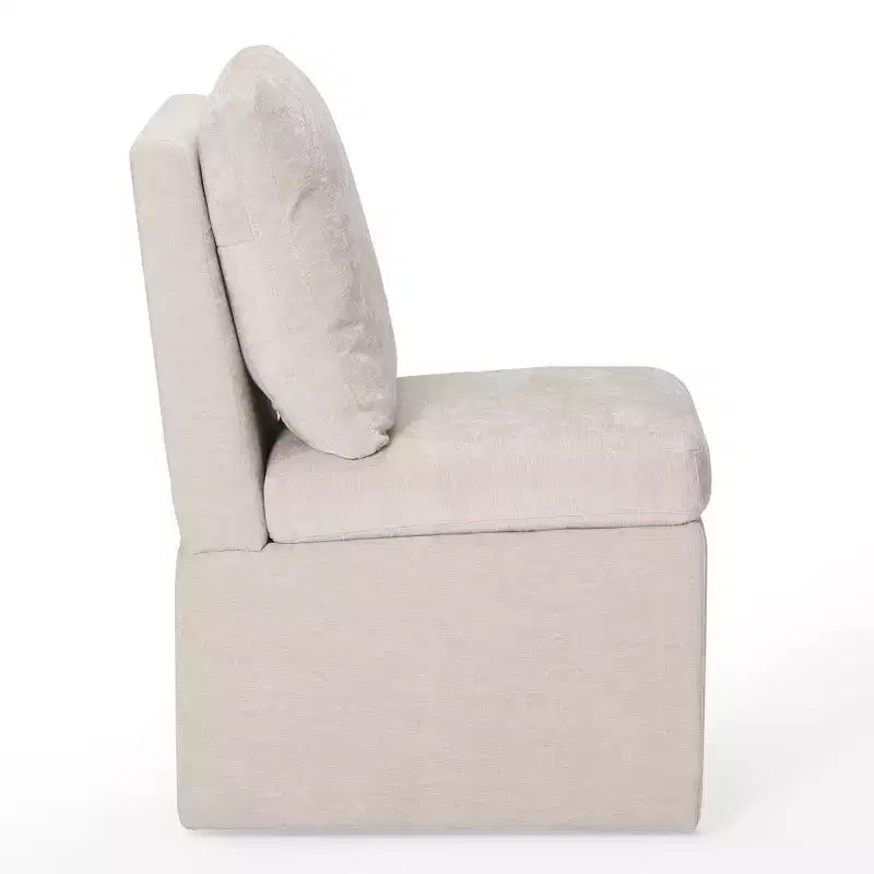 Chaises de salle à manger sans accoudoirs en chenille rembourrée moderne avec roulettes Taupe
