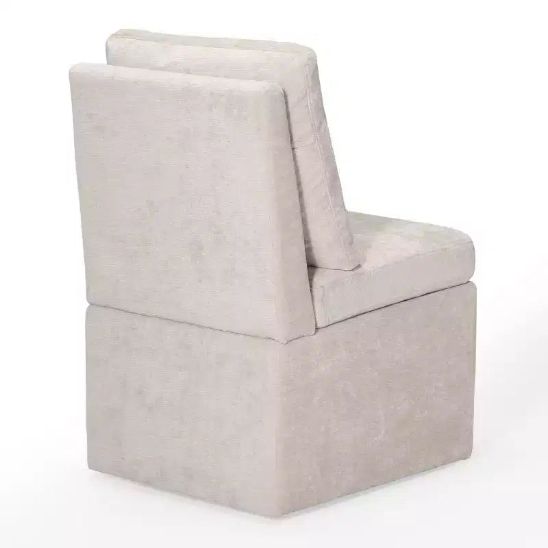 Chaises de salle à manger sans accoudoirs en chenille rembourrée moderne avec roulettes Taupe