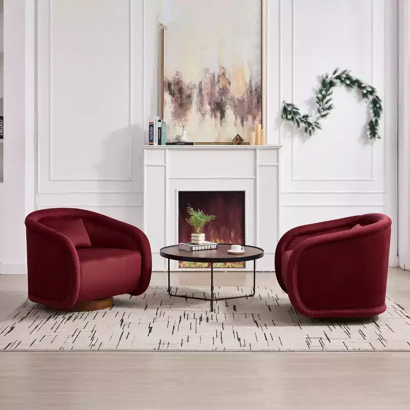 Fauteuil pivotant moderne en bois d'hévéa et tissu, modèle "Barrel", 30 pouces