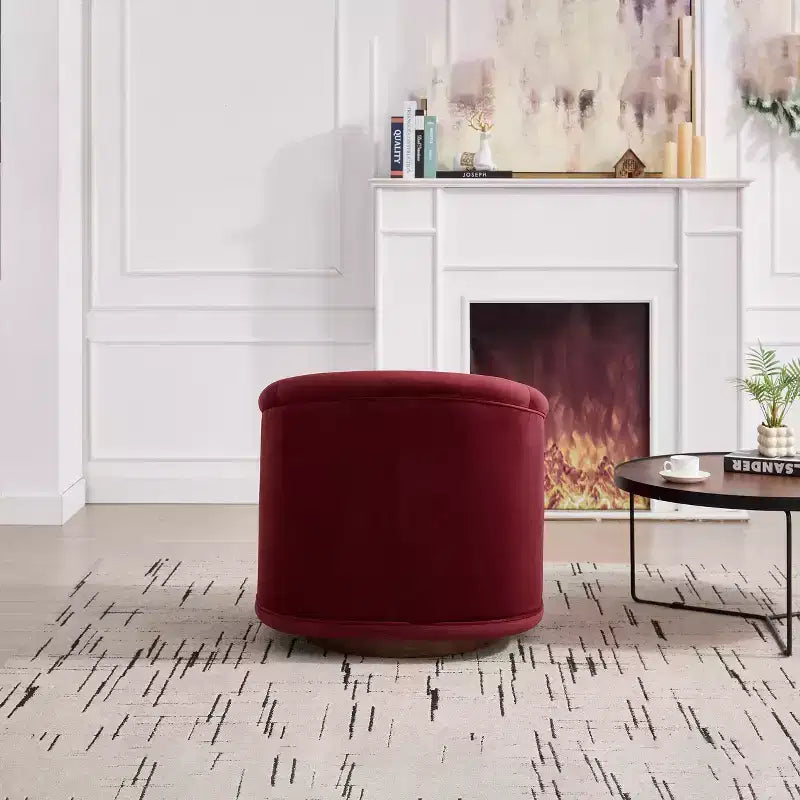 Fauteuil pivotant moderne en bois d'hévéa et tissu, modèle "Barrel", 30 pouces