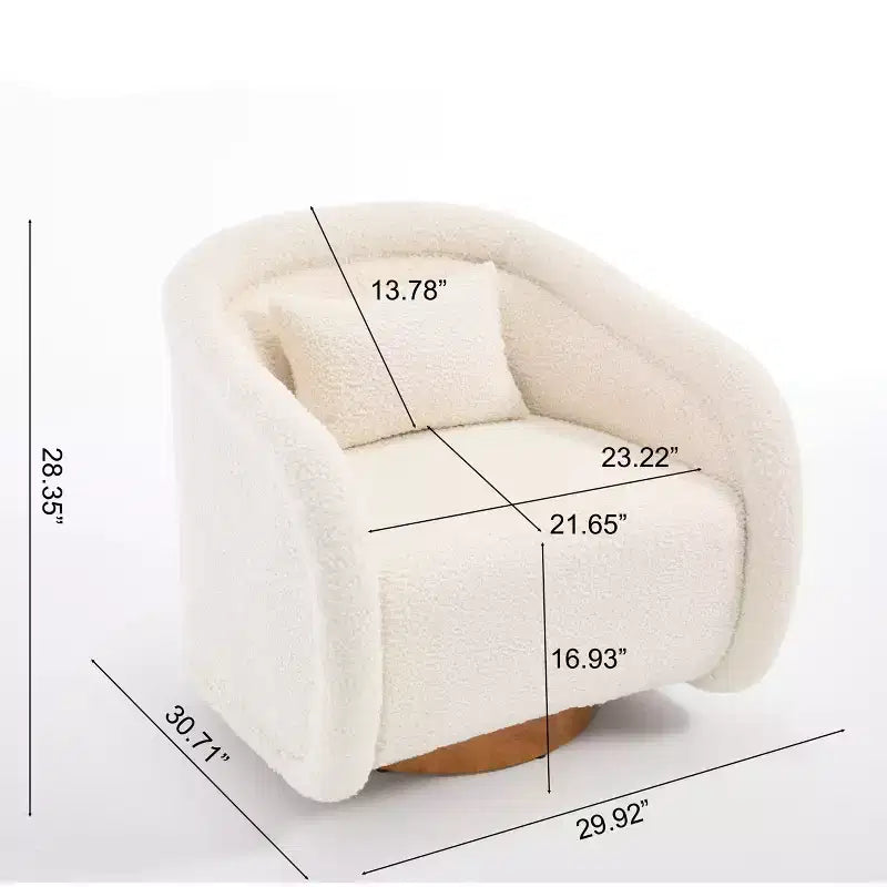 Fauteuil pivotant moderne en bois d'hévéa et tissu, modèle "Barrel", 30 pouces