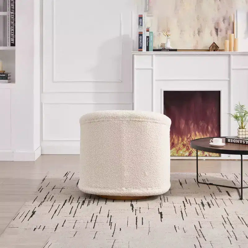 Fauteuil pivotant moderne en bois d'hévéa et tissu, modèle "Barrel", 30 pouces