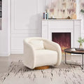 GDFStudio Jeremy Modern 30 Rubber Wood and Fabric Upholstered Swivel Barrel Chair