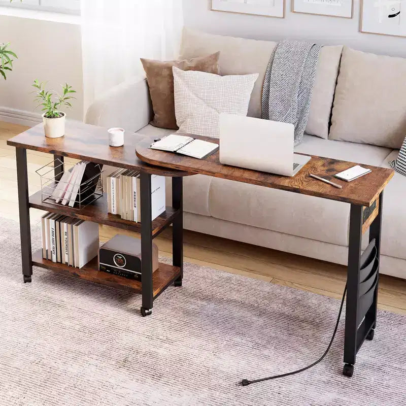 Table d'appoint rotative à 360° avec rangement