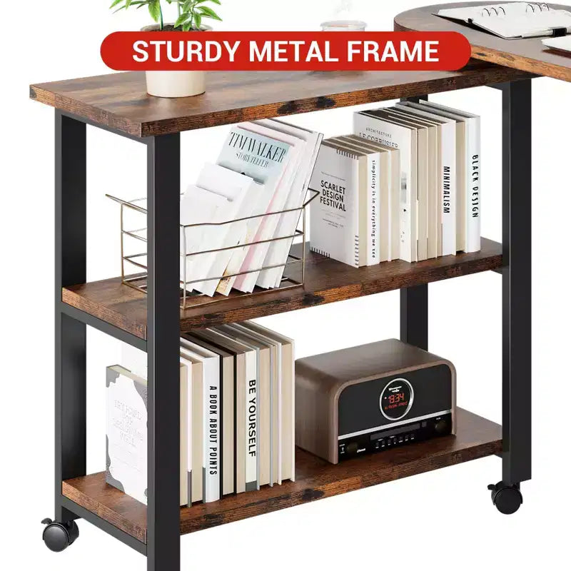Table d'appoint rotative à 360° avec rangement